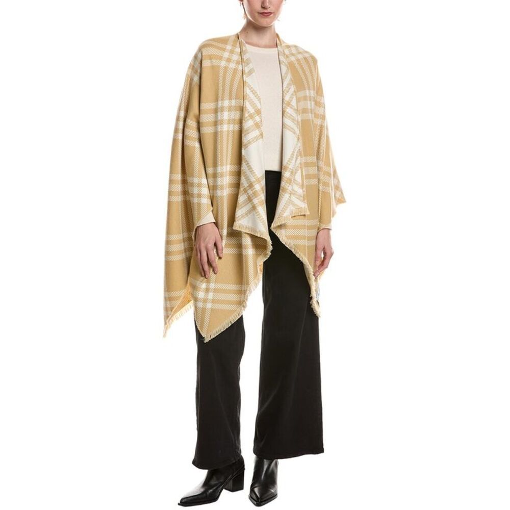 Burberry Check Silk, Wool, & Cashmere-Blend Cape, Tan